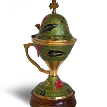 Μπρούτζινο Θυμιατό με ξύλινη βάση